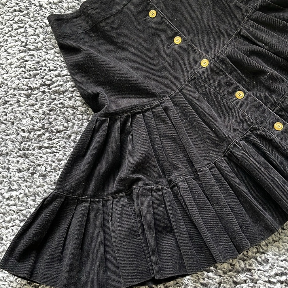 Black Corduroy Button-Down Pleated Skirt - Picture 5 of 12